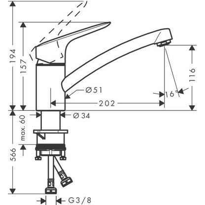 Hansgrohe Logis M31 120 Baterie chiuveta bucatarie monocomanda, crom