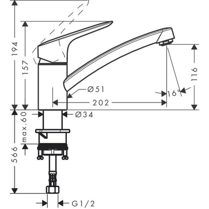 Hansgrohe Logis M31 120 Baterie chiuveta bucatarie monocomanda, crom