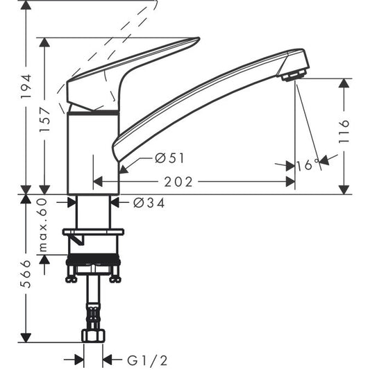 Hansgrohe Logis M31 120 Baterie chiuveta bucatarie monocomanda, crom