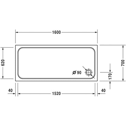 Cadita dus dreptunghiulara Duravit D-Code 160x70 cm