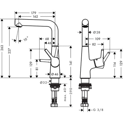 Baterie lavoar Hansgrohe Talis S 210, pipa pivotanta si ventil pop-up