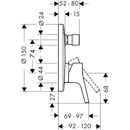 Hansgrohe Talis S Baterie cada dus incastrata, rotunda