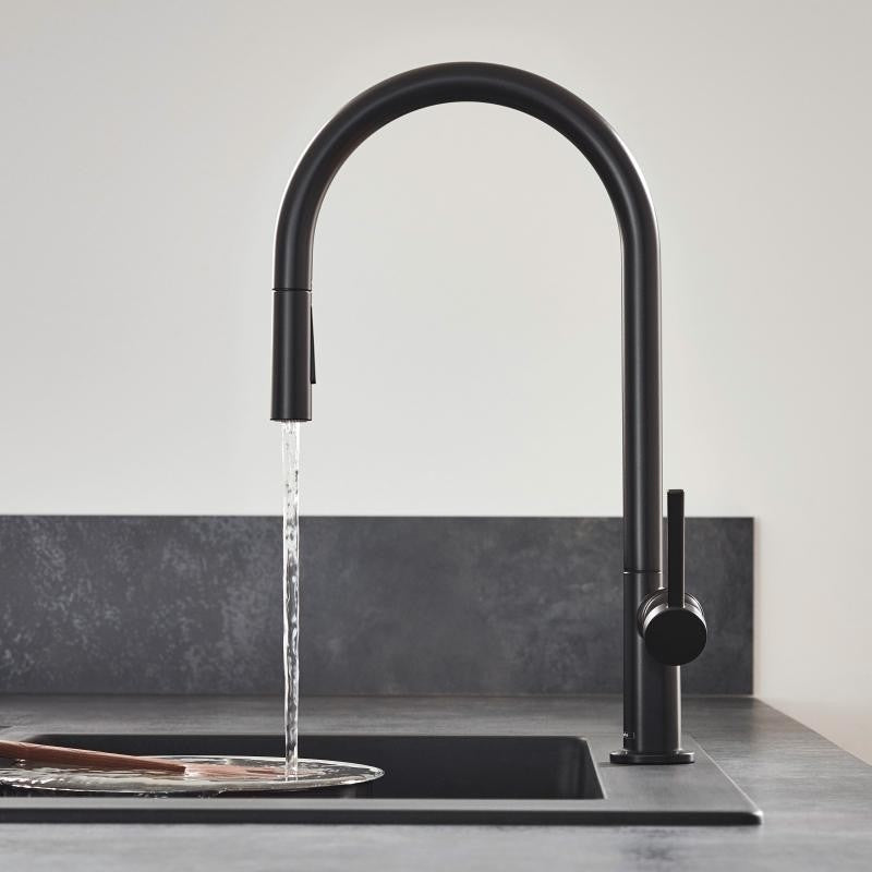 Hansgrohe Talis 210 Baterie chiuveta bucatarie monocomanda cu dus extractibil cu 2 jeturi, negru mat