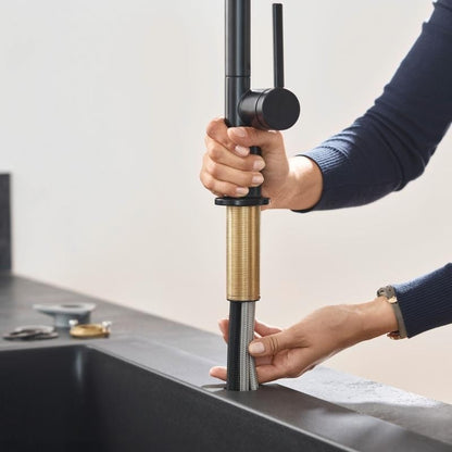 Hansgrohe Talis 220 Baterie chiuveta bucatarie monocomanda, pipa rotunda, negru mat