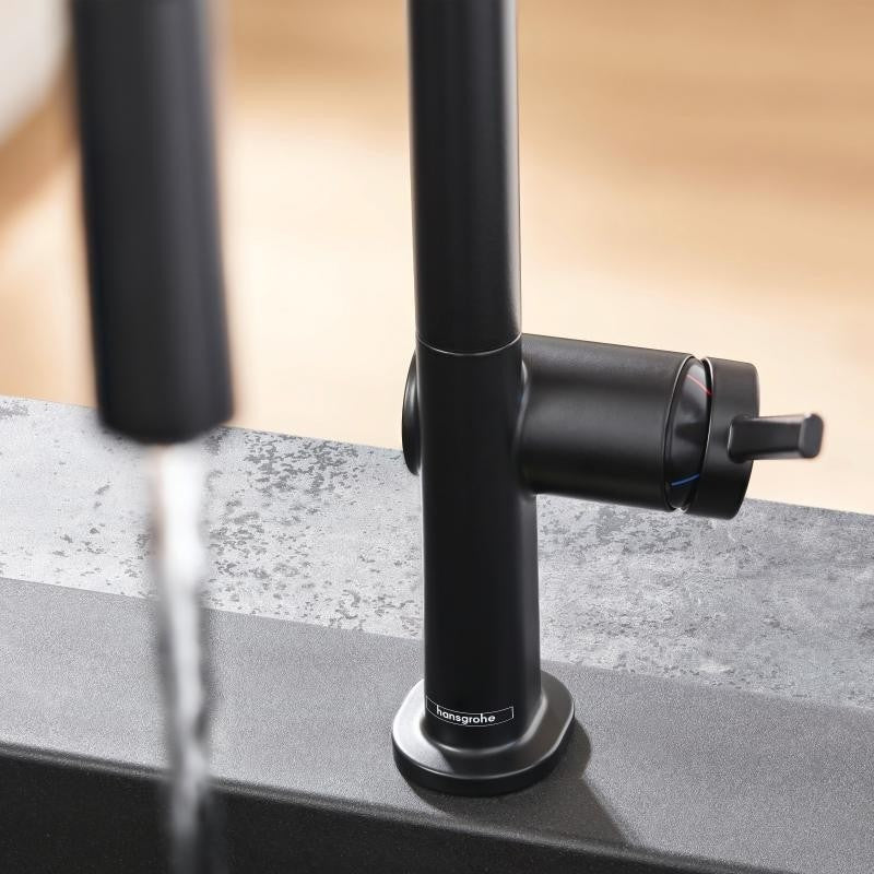 Hansgrohe Talis 220 Baterie chiuveta bucatarie monocomanda, pipa rotunda, negru mat