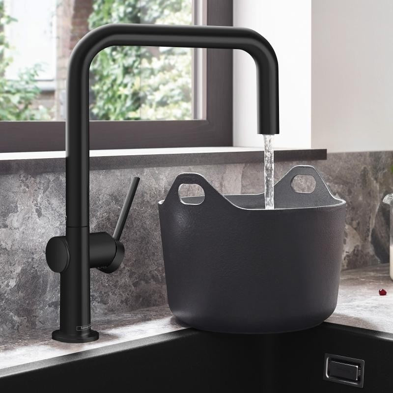 Hansgrohe Talis 220 Baterie chiuveta bucatarie cu pipa patrata, negru mat