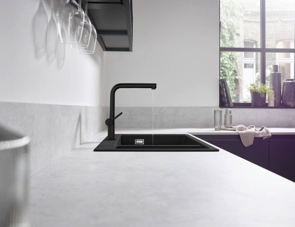 Hansgrohe Talis M54 Baterie chiuveta bucatarie cu dus extractibil, negru mat