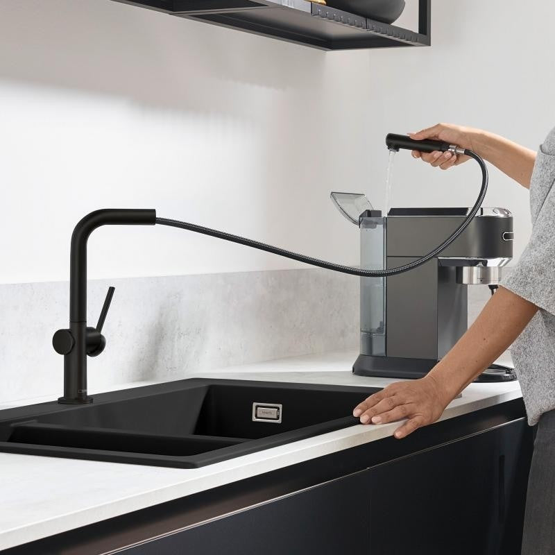 Hansgrohe Talis 270 Baterie chiuveta bucatarie cu dus extractibil, negru mat