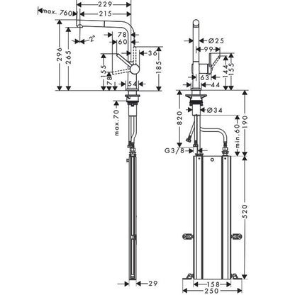 Hansgrohe Talis 270 Baterie chiuveta bucatarie cu dus extractibil, negru mat
