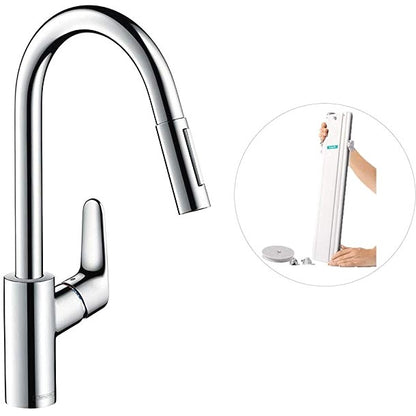 Hansgrohe Focus M41 Baterie chiuveta bucatarie monocomanda cu dus extractibil, crom