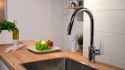 Hansgrohe Focus M41 Baterie chiuveta bucatarie monocomanda cu dus extractibil, crom