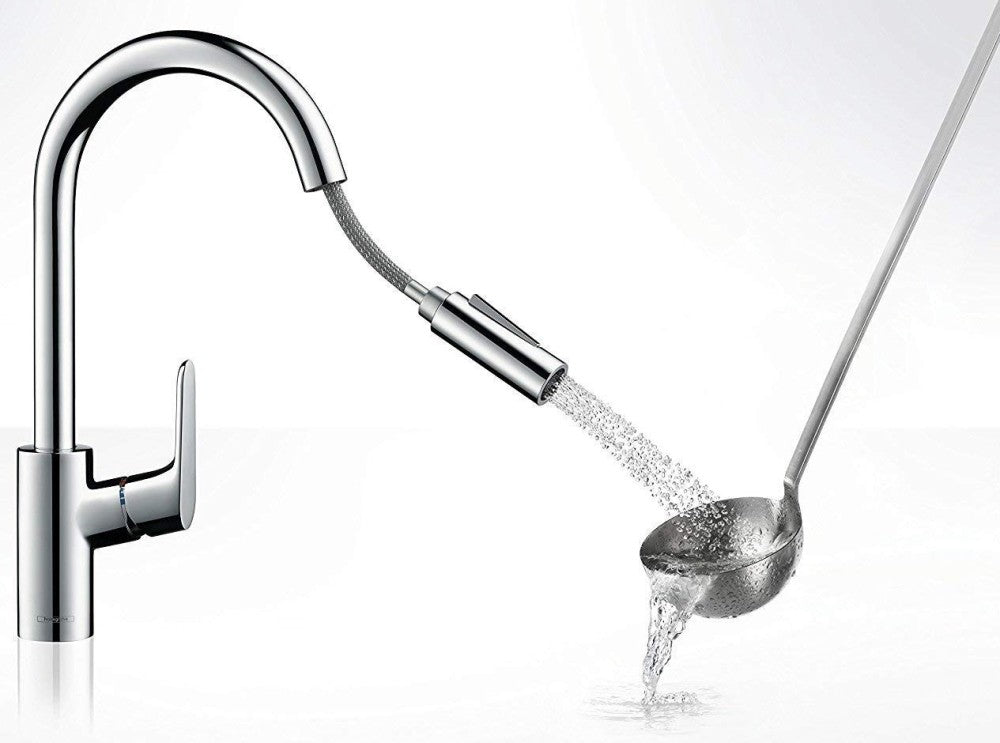 Hansgrohe Focus M41 Baterie chiuveta bucatarie monocomanda cu dus extractibil, crom