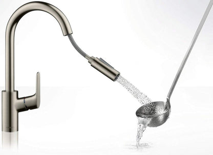 Hansgrohe Focus M41 Baterie chiuveta bucatarie monocomanda cu dus extractibil, aspect inox