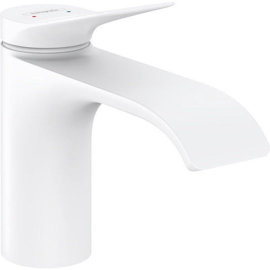 Baterie lavoar alba mat Hansgrohe Vivenis, cu ventil pop-up H14 cm