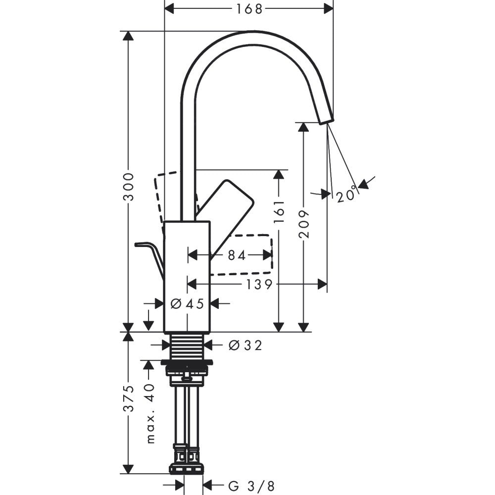 Baterie lavoar inalta Hansgrohe Vivenis, cu ventil pop-up H30 cm