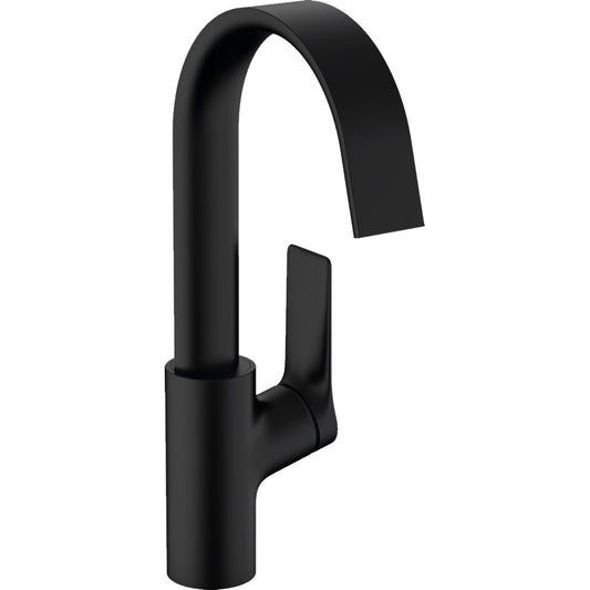 Baterie lavoar pe blat neagra mat Hansgrohe Vivenis, cu ventil pop-up H30 cm