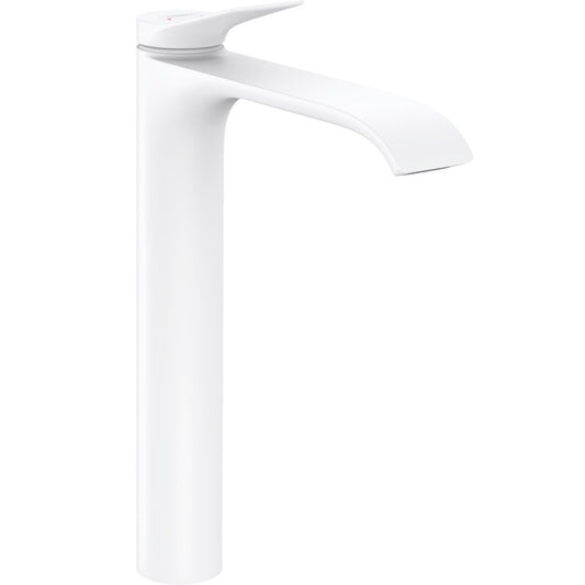 Baterie lavoar pe blat alba mat Hansgrohe Vivenis, cu ventil pop-up H31 cm