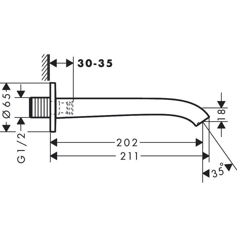 Hansgrohe Vivenis Pipa cada, alb mat