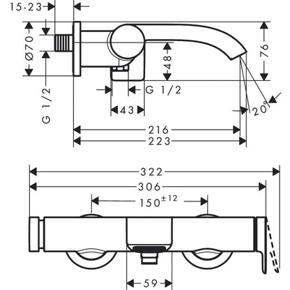 Hansgrohe Vivenis Baterie cada dus monocomanda, crom