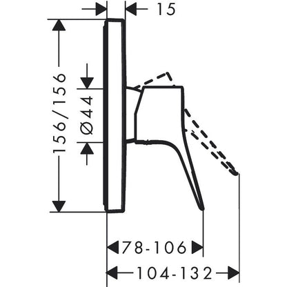 Hansgrohe Vivenis Baterie dus monocomanda cu montaj incastrat, negru mat