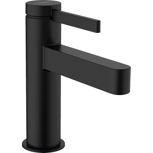 Baterie chiuveta baie neagra mat Hansgrohe Finoris, cu ventil H16 cm
