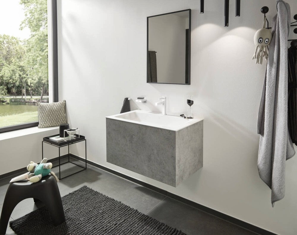Baterie lavoar alba mat Hansgrohe Finoris, cu ventil H16 cm