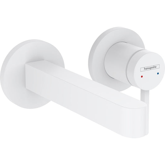 Baterie lavoar incastrata alba mat Hansgrohe Finoris, pipa 17 cm