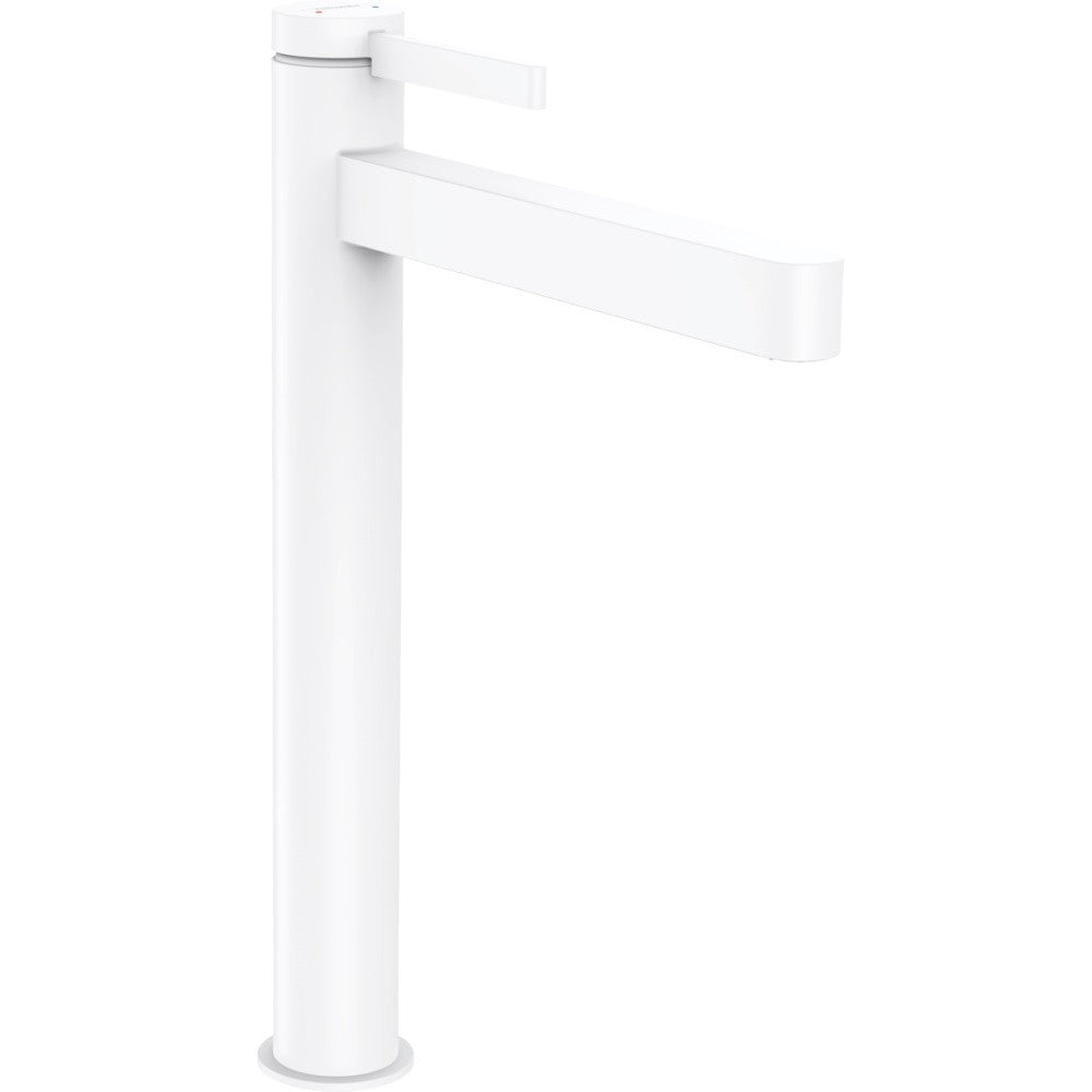Baterie lavoar pe blat alba mat Hansgrohe Finoris, cu ventil H33 cm