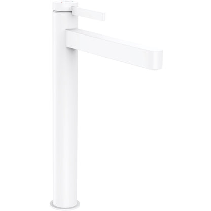Baterie lavoar pe blat alba mat Hansgrohe Finoris, cu ventil H33 cm
