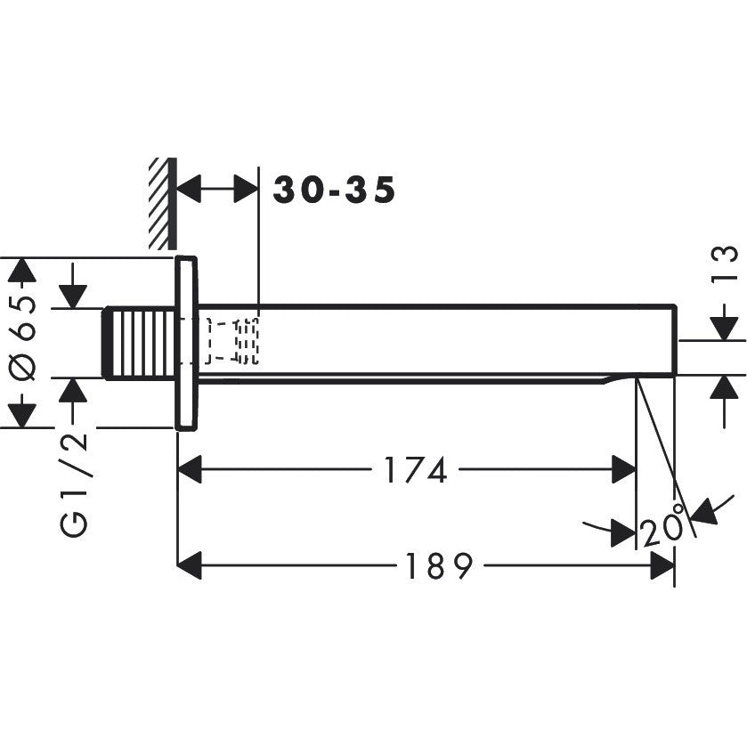 Hansgrohe Finoris Pipa cada, alb mat
