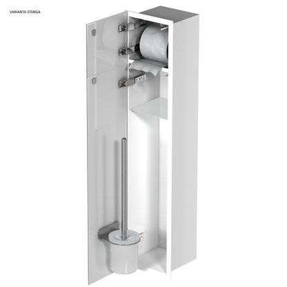 Bemeta Plate Nisa perete baie cu suport hartie igienica/perie WC 2 usi din sticla, alb/crom