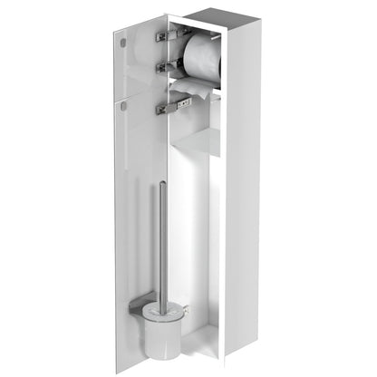 Bemeta Plate Nisa perete baie cu suport hartie igienica/perie WC 2 usi din sticla, alb/crom