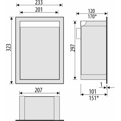 Bemeta Nisa perete baie 23x10xH32 cm cu iluminare LED, crom