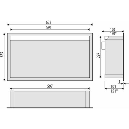 Bemeta Nisa perete baie 62x10xH32 cm cu iluminare LED, negru