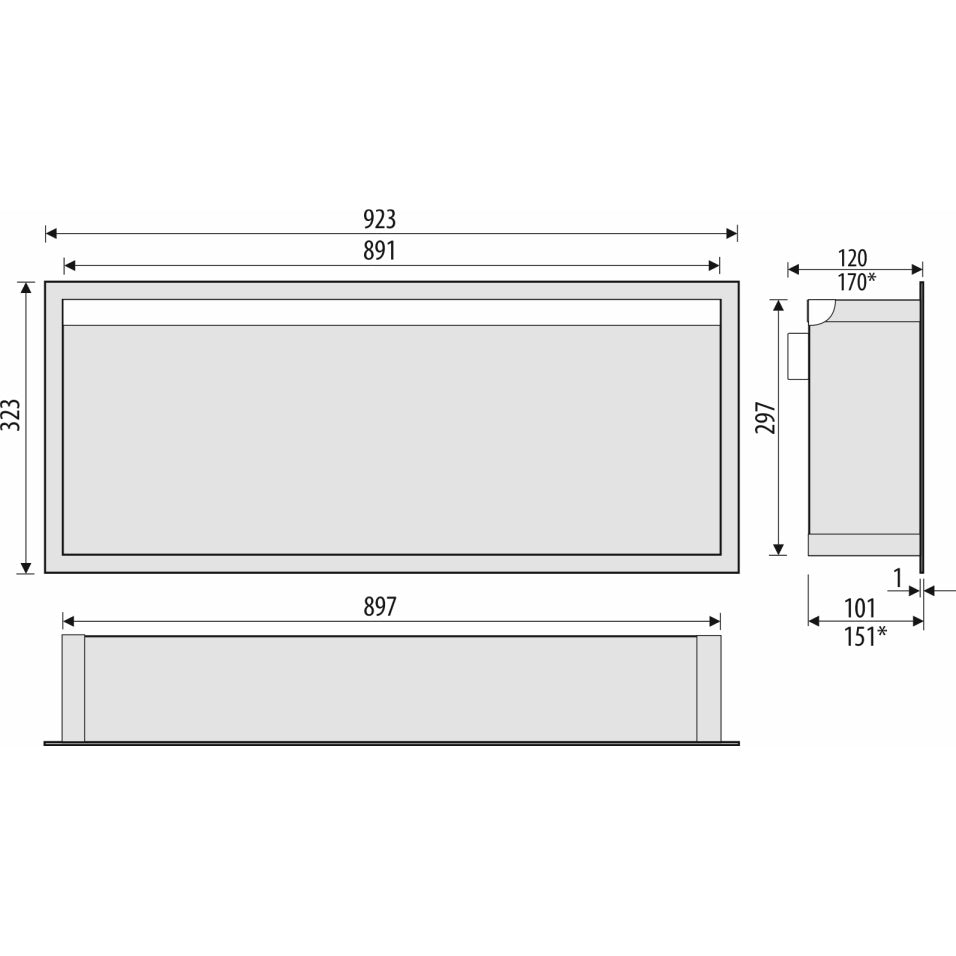 Bemeta Nisa perete baie 92x10xH32 cm cu iluminare LED, alb