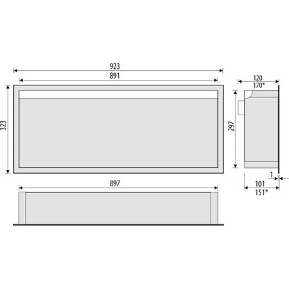Bemeta Nisa perete baie 92x10xH32 cm cu iluminare LED, alb