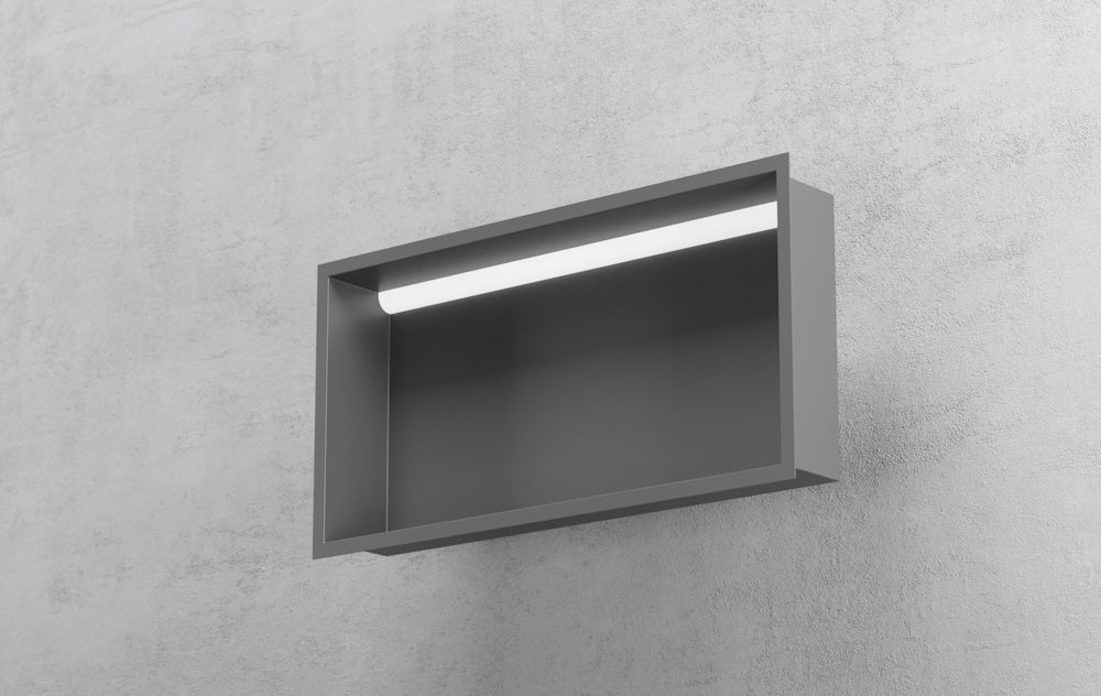 Bemeta Nisa perete baie 92x10xH32 cm cu iluminare LED, crom