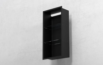 Bemeta Nisa perete baie 29x10xH62 cm cu 2 rafturi din sticla, negru