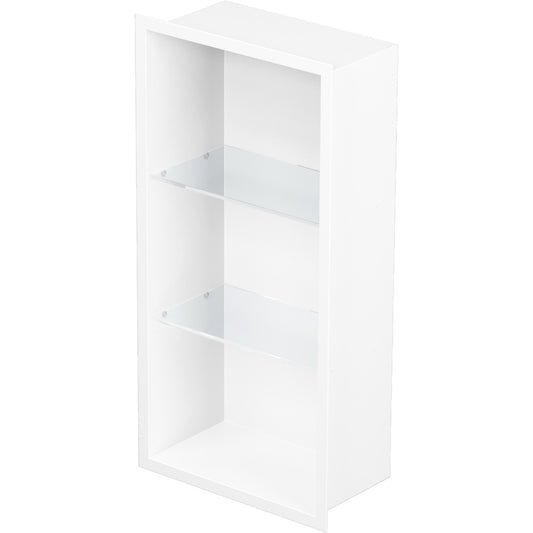 Bemeta Nisa perete baie 29x10xH62 cm cu 2 rafturi din sticla, alb