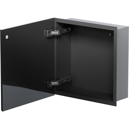 Bemeta Nisa perete baie 32x10xH32 cm cu usa, negru/crom