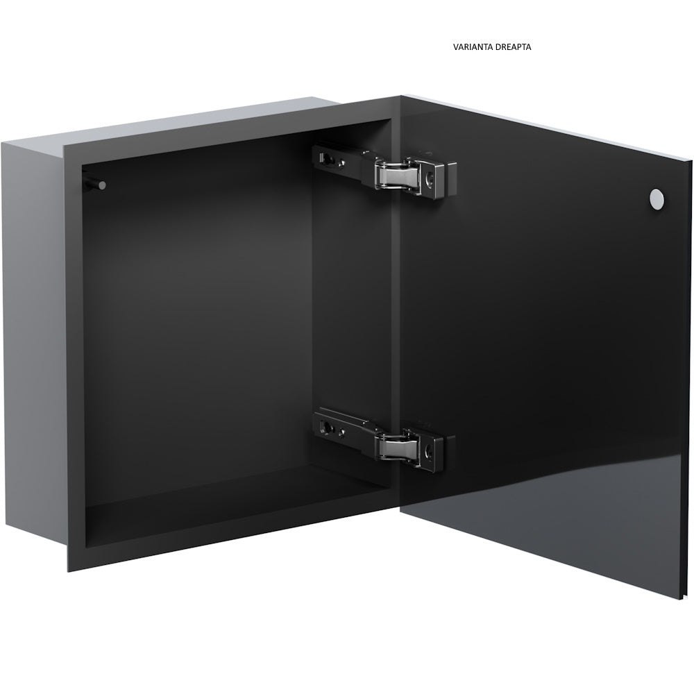 Bemeta Nisa perete baie 32x10xH32 cm cu usa, negru/oglinda