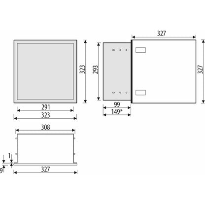 Bemeta Nisa perete baie 32x10xH32 cm cu usa, crom/oglinda