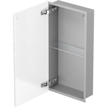 Bemeta Nisa perete baie 32x10xH62 cm cu 1 raft din sticla si usa, crom/alb