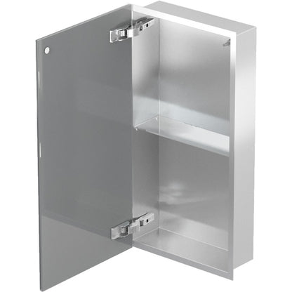 Bemeta Nisa perete baie 32x10xH62 cm cu 1 raft din sticla si usa, crom