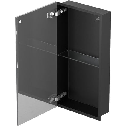 Bemeta Nisa perete baie 32x10xH62 cm cu 1 raft din sticla si usa, crom/negru mat