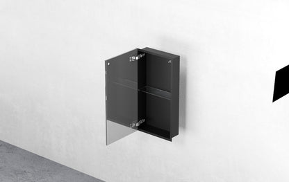 Bemeta Nisa perete baie 32x10xH62 cm cu 1 raft din sticla si usa, crom/negru mat