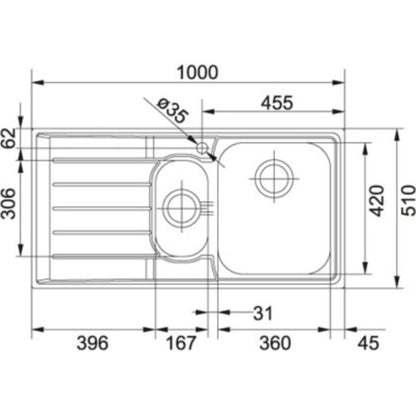 Franke Neptune NET 651 Chiuveta bucatarie inox 100x51 cm, finisaj microdekor