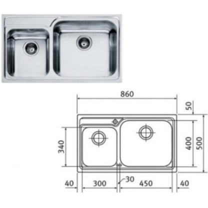 Franke Galassia GAX 620 Chiuveta bucatarie inox 86x50 cm, finisaj lucios