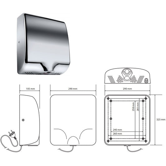 Bemeta Hotel Hepa Uscator de maini automat 1000W, inox lucios