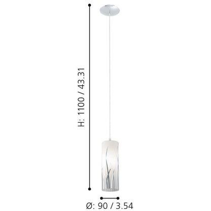 Eglo Rivato Pendul 1x60W, alb (sticla pictata)